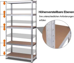 COSTWAY 2 X Lagerregal, Schwerlastregal 180x90x40cm, Steckregal 5 Ebenen, Metallregal Werkstattregal Garagenregal Kellerregal -Garten- & Gewächshäuser Geschäft 1613b91f8cadbb72339580afe596615f