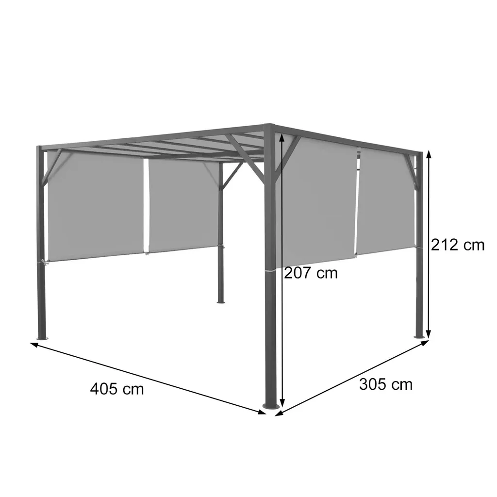 Mendler Pergola Baia, Garten Pavillon Terrassenüberdachung, Stabiles 6cm-Stahl-Gestell + Schiebedach Grün 3x4m 2 Mendler Pergola Baia, Garten Pavillon Terrassenüberdachung, Stabiles 6cm-Stahl-Gestell + Schiebedach Grün 3x4m – Bild 2