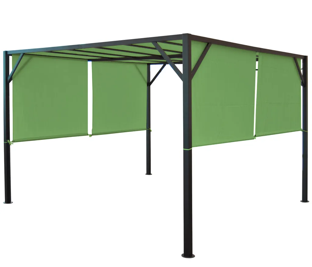 Mendler Pergola Baia, Garten Pavillon Terrassenüberdachung, Stabiles 6cm-Stahl-Gestell + Schiebedach Grün 3x4m 11 Mendler Pergola Baia, Garten Pavillon Terrassenüberdachung, Stabiles 6cm-Stahl-Gestell + Schiebedach Grün 3x4m – Bild 11