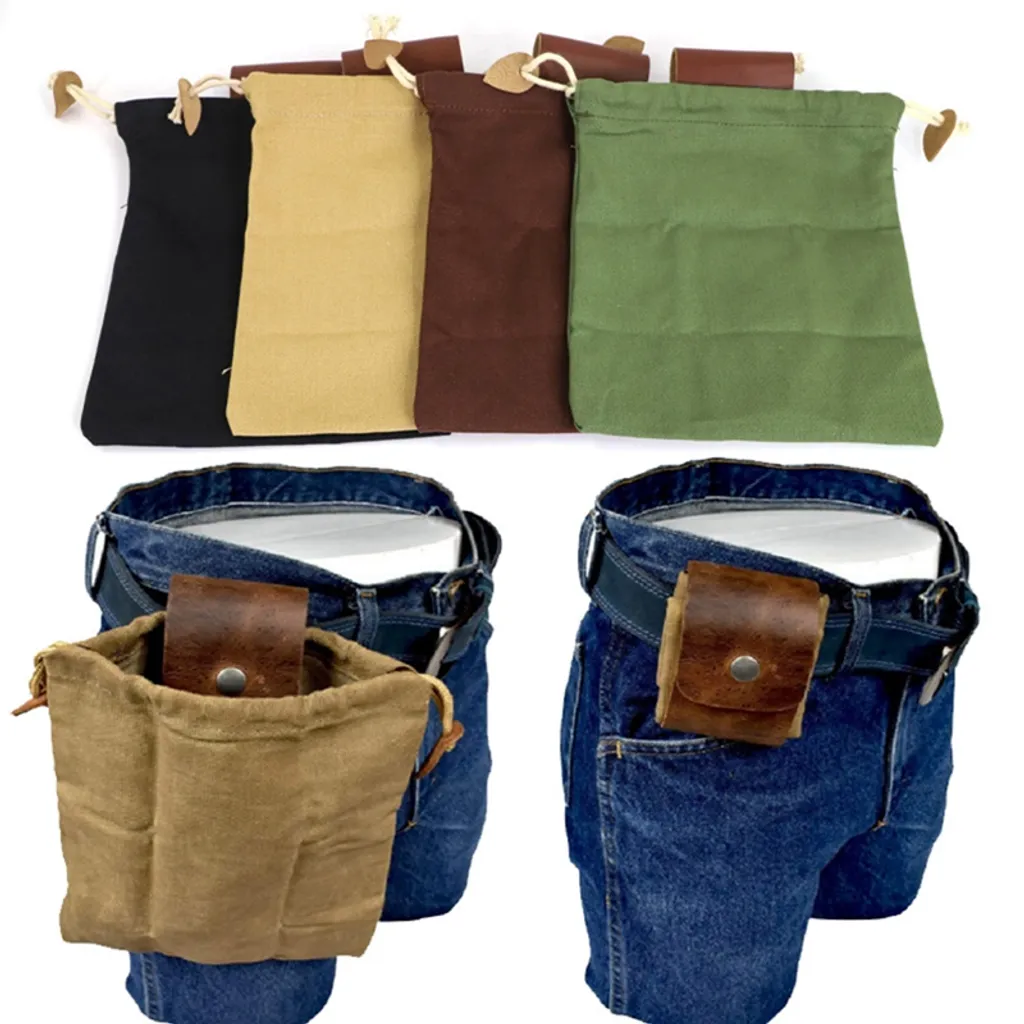 YisibaihTao 4er Pack Faltbare Canvas Leder Foraging Pouch, Mushroom Foraging Gürteltasche, Bushcraft Bag Für Camping, Wandern, Ernten, Sammeln 2 YisibaihTao 4er Pack Faltbare Canvas Leder Foraging Pouch, Mushroom Foraging Gürteltasche, Bushcraft Bag Für Camping, Wandern, Ernten, Sammeln – Bild 2