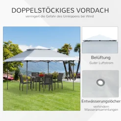 Outsunny Faltpavillon Pop-Up-Zelt Gartenpavillon Rollentasche Oxford-Gewebe 3,6 X 3,6m Hellgrau+Weiß -Garten- & Gewächshäuser Geschäft 1671a7f72b647ac2ac244126001c99b2