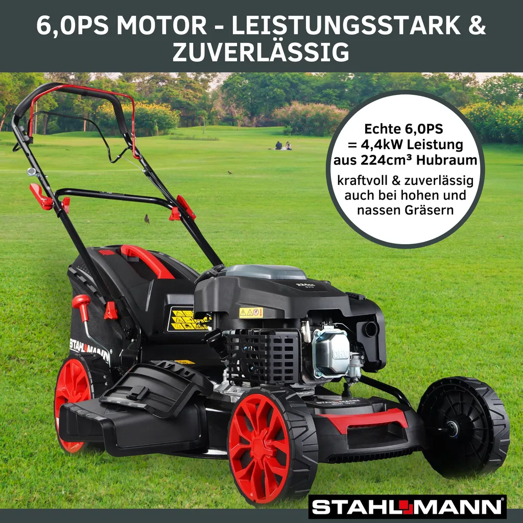 Albatros International STAHLMANN Rasenmäher Benzin Mit Antrieb BR530 – 6,0PS 4,4kW Benzin Rasenmäher Mit Antrieb, 53cm Schnittbreite, Mulchfunktion, Schnitthöhenverstellung, Easy Clean Anschluss, Große Räder, 60L Korb 2 Albatros International STAHLMANN Rasenmäher Benzin Mit Antrieb BR530 – 6,0PS 4,4kW Benzin Rasenmäher Mit Antrieb, 53cm Schnittbreite, Mulchfunktion, Schnitthöhenverstellung, Easy Clean Anschluss, Große Räder, 60L Korb – Bild 2