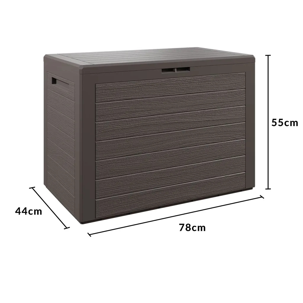 Deuba Auflagenbox 190 L Holz-Optik Wasserabweisend Deckel Abschließbar Garten Balkonbox Gartenbox Truhe , Farbe:braun 7 Deuba Auflagenbox 190 L Holz-Optik Wasserabweisend Deckel Abschließbar Garten Balkonbox Gartenbox Truhe , Farbe:braun – Bild 7