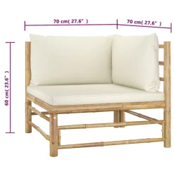 VidaXL 2-tlg. Garten-Lounge-Set Mit Cremeweißen Kissen Bambus -Garten- & Gewächshäuser Geschäft 16de4a4dc0a3599f2ca92f5ec5422329