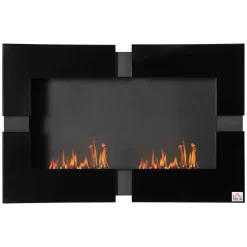 HOMCOM 3L Ethanol-Kamin Feuerschale Wandkamin 3Std.Ethanol Kamin 20-25m² Wärmedeckung Mit Löschhilfe Indoor Metall Schwarz 90 X 18 X 60 Cm