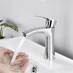 Aihom Bad Kaltwasser Standventil Armatur Wasserhahn Chrom Badarmaturen Mit Anschlussschlauch Waschtischarmatur Für Badzimmer