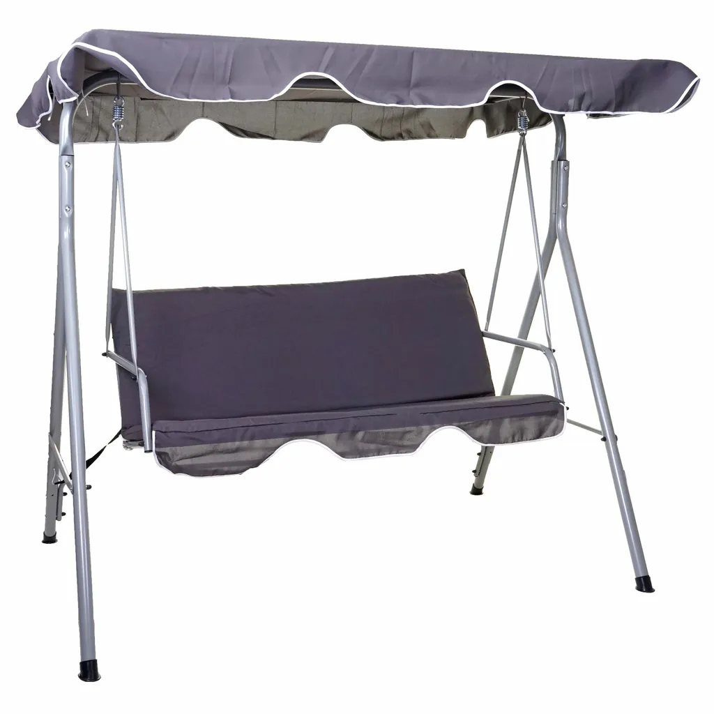 Mendler Hollywoodschaukel HWC-D61, Gartenschaukel Hängeschaukel Bank, 3-Sitzer UV 50+ Verstellbares Dach 197x185cm Dunkelgrau 1 Mendler Hollywoodschaukel HWC-D61, Gartenschaukel Hängeschaukel Bank, 3-Sitzer UV 50+ Verstellbares Dach 197x185cm Dunkelgrau