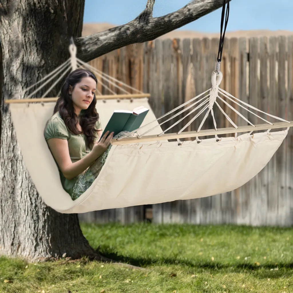 Relaxdays Hängematte Aus Baumwolle 3 Relaxdays Hängematte Aus Baumwolle – Bild 3