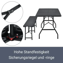 Juskys Bierzeltgarnitur Amberg 3-teilig & Klappbar – 180 X 74 X 74 Cm – 2 Bierbänke & 1 Biertisch In Rattan-Optik Gartenmöbel-Set Festzeltgarnitur -Garten- & Gewächshäuser Geschäft 179899adc838f60025cbef7e165a4502