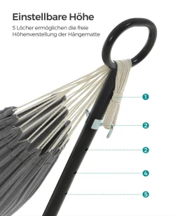 SONGMICS Hängematte Mit Gestell, 210 X 150 Cm, Auf 5 Verschiedene Höhen Verstellbar, Gestell Aus Metall, Bis 240 Kg Belastbar, Für Garten, Schwarzes Gestell Und Graue Hängematte GHS001G01 -Garten- & Gewächshäuser Geschäft 17a7721f26daf3c15254c768d5f0de90