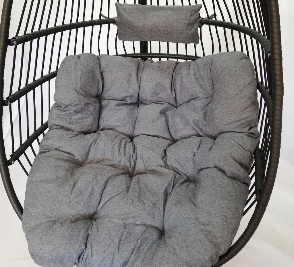 KMH® Polyrattan Hängesessel Mit Gestell Und Kissen Schwarz 4 KMH® Polyrattan Hängesessel Mit Gestell Und Kissen Schwarz – Bild 4