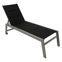 Freital Handels GmbH Gartenliege Mit Rollen Extrahohe Liegefläche Aluminium Grau Kunstgewebe Grau
