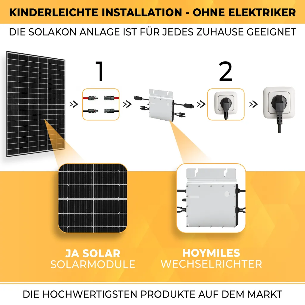 SUN GRUPPE 24 Balkonkraftwerk 920 Watt / 800 Watt Solaranlage - 2 X JA-Solar Solarmodule - Hoymiles HM-800 Wechselrichter 6 SUN GRUPPE 24 Balkonkraftwerk 920 Watt / 800 Watt Solaranlage - 2 X JA-Solar Solarmodule - Hoymiles HM-800 Wechselrichter – Bild 6