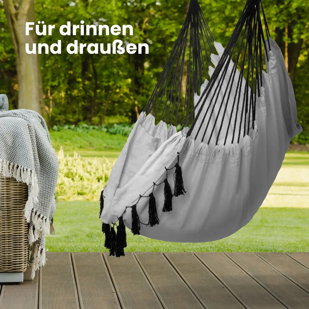 VITA5 Hängesessel Outdoor - Stabiler & Sicherer Hängestuhl - Stylischer Hängesessel Indoor - Leicht Zu Installierender Hängesessel - Bequeme Boho Raumdeko - 225kg Tragkraft - Warmes Grau 4 VITA5 Hängesessel Outdoor - Stabiler & Sicherer Hängestuhl - Stylischer Hängesessel Indoor - Leicht Zu Installierender Hängesessel - Bequeme Boho Raumdeko - 225kg Tragkraft - Warmes Grau – Bild 4