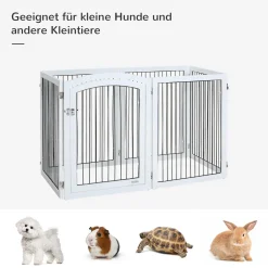 Pawhut Freigehege Schutzgitter Tierlaufstall Welpenauslauf Freilaufgehege Mit Tür Auslauf Für Kleintiere Flexible Klappbar Individuell Weiß+Schwarz 122 X 105,5 X 84,5 Cm -Garten- & Gewächshäuser Geschäft 17db13955969dbd88c53d32afc322b69