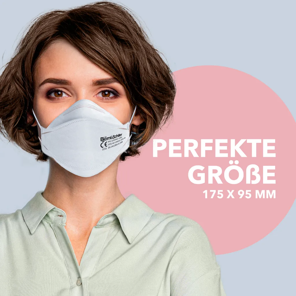 West & East GmbH Björn&Schiller FFP2 Masken Einzeln Verpackt, 20 Stück, Germany, Atemschutzmaske Weiß 3-lagig CE 2233 , Schutzmasken Medizinisch, Atmungsaktive Einwegmaske, Mundschutz & Nasenschutz 3 West & East GmbH Björn&Schiller FFP2 Masken Einzeln Verpackt, 20 Stück, Germany, Atemschutzmaske Weiß 3-lagig CE 2233 , Schutzmasken Medizinisch, Atmungsaktive Einwegmaske, Mundschutz & Nasenschutz – Bild 3