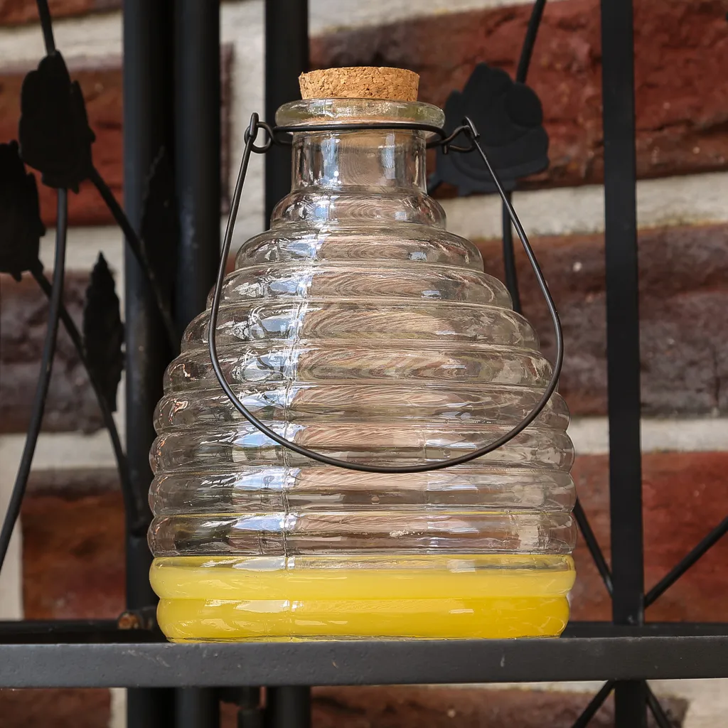 GORANDO Wespenfänger HONIGTOPF - Wespenfalle - Glas - Geriffelt - D: 13cm - H: 17cm - Outdoor 3 GORANDO Wespenfänger HONIGTOPF - Wespenfalle - Glas - Geriffelt - D: 13cm - H: 17cm - Outdoor – Bild 3