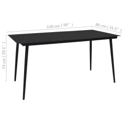 VidaXL Garten-Esstisch Schwarz 150x80x74 Cm Stahl Und Glas -Garten- & Gewächshäuser Geschäft 18129f6af85189d0bcb4e07f8ff89d98