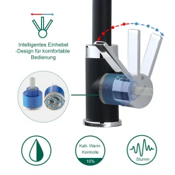 Aihom Schwarz Küchenarmatur 360° Drehbar Wasserhahn Küche Spültischarmatur Schwarz Hochdruck Mischbatterie Küche Mit Hohem Auslauf -Garten- & Gewächshäuser Geschäft 18292e419d2a63a63032635c5cabce96