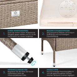 KESSER® Polyrattan Gartenbank 2-Sitzer Bank Mit Integriertem Inkl. Tisch & Kissen - 133 × 63 × 84 Cm - Rattan Sitzbank Garten Balkon Gartensofa Wetterfest Sitzgruppe Ultra Stabile, Farbe:Grau -Garten- & Gewächshäuser Geschäft 182d80657f63fdf5647105f132c4bdc5