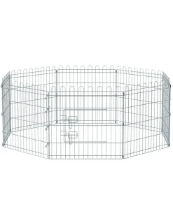 FEANDREA Welpenauslauf, Freilaufgehege Kaninchen, Faltbar, Für Hund, Silbern PPK001W01