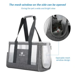 Redcoringe Haustier Tasche Tragbar Katze Handtasche Schultertasche Reise Handtasche Grau Hunde-Transportboxen L Größe 44*17*29cm