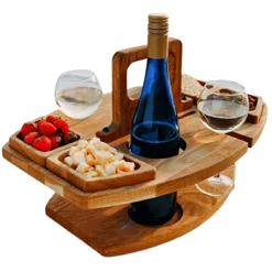 Jinaishop Picknick Obsttisch ,Weintisch,Holz Tragbar Im Freien,36*31*26 Cm