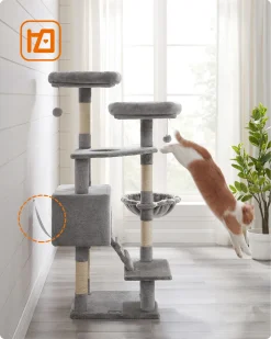 FEANDREA Kratzbaum, 142 Cm, Aussichtsplattformen, Kuschelhöhle, Fellball, Flauschige Liegemulde, Verstärktes Fundament, Kippschutz, Katzenbaum, Hellgrau PCT160W01 13 FEANDREA Kratzbaum, 142 Cm, Aussichtsplattformen, Kuschelhöhle, Fellball, Flauschige Liegemulde, Verstärktes Fundament, Kippschutz, Katzenbaum, Hellgrau PCT160W01 -Garten- & Gewächshäuser Geschäft 18a8e4e5bb0cc1a52812eccf7ada7f4b