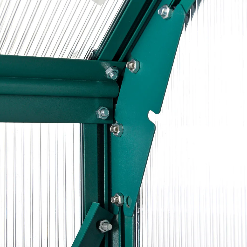 Outsunny Gewächshaus Für Den Garten, Vielseitig Nutzbar Als Treibhaus, Tomatenhaus, Frühbeet Und Pflanzenhaus, 4 Mm PC Sonnenschutzplatte, Aluminium, Transparent+Grün, 250x190x219 Cm 8 Outsunny Gewächshaus Für Den Garten, Vielseitig Nutzbar Als Treibhaus, Tomatenhaus, Frühbeet Und Pflanzenhaus, 4 Mm PC Sonnenschutzplatte, Aluminium, Transparent+Grün, 250x190x219 Cm – Bild 8