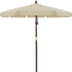 Deuba Kingsleeve Holz Sonnenschirm 330 Cm UV Schutz 50+ Wasserabweisend Seilzug Groß Rund Stabil Windfest Marktschirm Gartenschirm Balkon Beige Creme, Farbe:creme