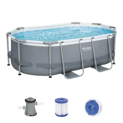 Bestway® Power Steel™ Frame Pool Set Mit Filterpumpe 305 X 200 X 84 Cm, Grau, Oval -Garten- & Gewächshäuser Geschäft 193c5d78180e2d91758c39f6bc39c1fb