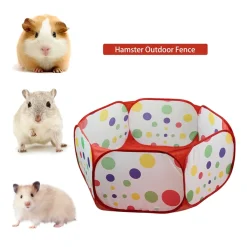 Stretoey Haustierzaun, Tragbarer Faltbar Dot Hamster Gehege, Kleiner Mittelgroßer Tierkäfig Sicherer Laufstall Für Hamster Meerschweinchen, 80x40cm, Rot Kleintier-Gehege