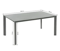 Dehner Gartentisch Nancy, Mit Antihaft-Beschichtung, 160 X 75 X 90 Cm, Aluminium/Glas, Grau