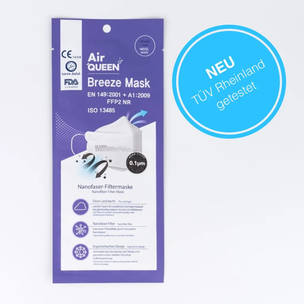 WardWiz Deutschland GmbH Airqueen Breeze Ffp2 Nanofilter-Maske 1 St 4 WardWiz Deutschland GmbH Airqueen Breeze Ffp2 Nanofilter-Maske 1 St – Bild 4
