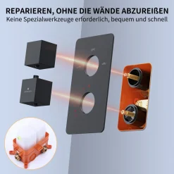 Aihom Thermostat Unterputz Duschsystem Schwarz Regendusche Duschset Duscharmatur Badezimmer Kopfbrause Handbrause Mit Messing Thermostat 38℃ Duschset Unterputz, Schwarz -Garten- & Gewächshäuser Geschäft 19bb2e92199da212a879af9610803d4a