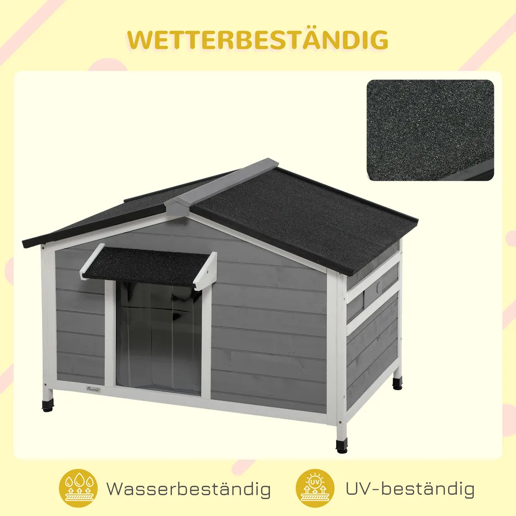 PawHut Hundehütte, Tannenholz, Hundehaus Mit Zu öffnendem Asphaltdach Und Abnehmbarem Boden, Kleintierhaus Für Kleine Und Mittelgroße Hunde, Outdoor, Wetterbeständig, Grau, 109 X 79 X 72 Cm 6 PawHut Hundehütte, Tannenholz, Hundehaus Mit Zu öffnendem Asphaltdach Und Abnehmbarem Boden, Kleintierhaus Für Kleine Und Mittelgroße Hunde, Outdoor, Wetterbeständig, Grau, 109 X 79 X 72 Cm – Bild 6