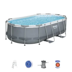 Bestway Power Steel™ Oval Pool Set 424x250x100 Cm, Ovaler Stahlrahmenpool-Set Mit Filterpumpe -Garten- & Gewächshäuser Geschäft 19e7e6c7111fcd982537c066db3b72cc