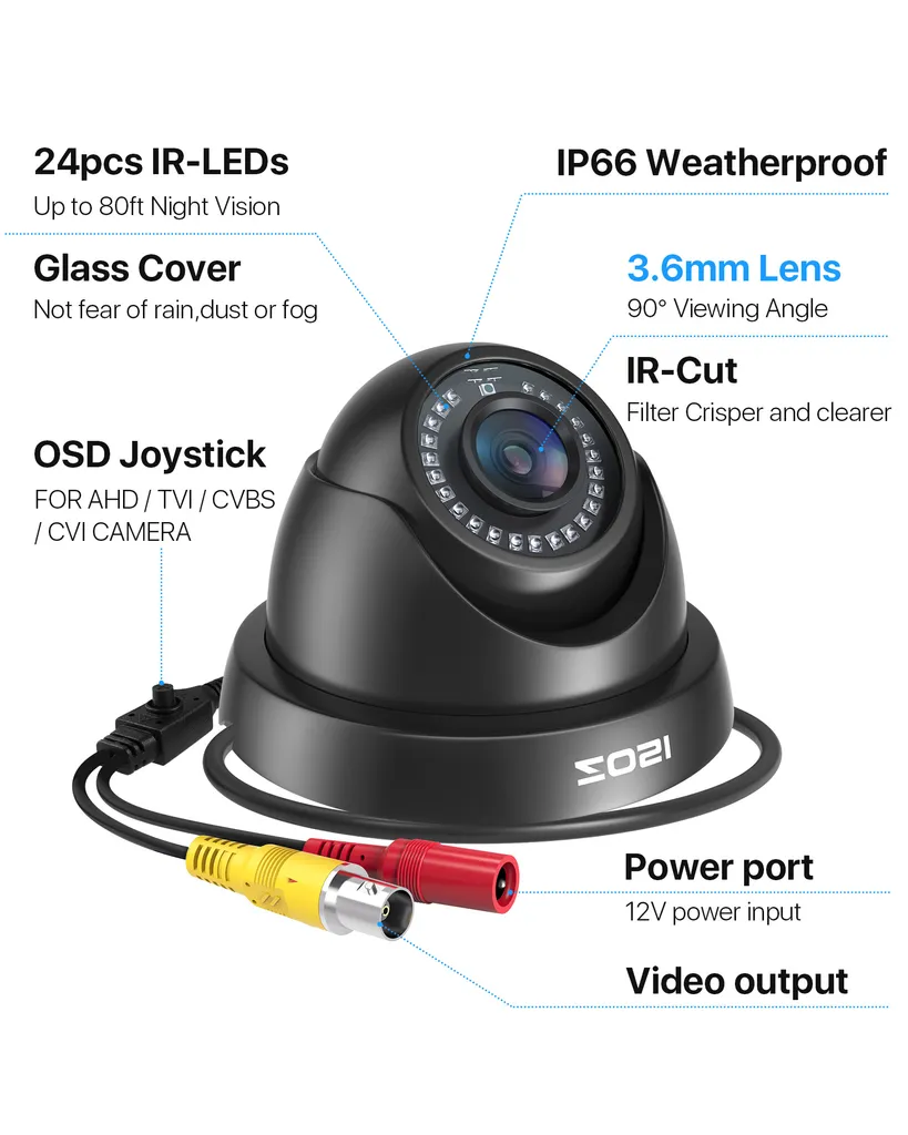ZOSI 2X Full HD 1080P Außen Dome Video Überwachungskamera Set Mit Kabel Und Netzteil Für 2MP TVI DVR System 2 ZOSI 2X Full HD 1080P Außen Dome Video Überwachungskamera Set Mit Kabel Und Netzteil Für 2MP TVI DVR System – Bild 2
