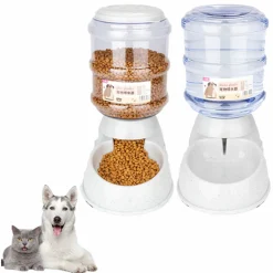 Jinaishop 2X 3.8L Automatischer Feeder Futterautomat Haustiere Automatischer Futter Tränkesatz Futterautomat Und Wasserspender Für Hunde Katzen Haustiere Tiere (grau)