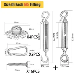Topchances Sonnensegel Befestigungs Kit, Edelstahl Zubehör Montage Aufbau Set Für Viereck Und Dreieck Garten Awnings Mounting Assembly Set, Aufhängung Einfache Montage Für Garten Und Balkon -Garten- & Gewächshäuser Geschäft 1a1b3d04115be23c875679c4fa07f82a