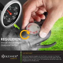 KESSER® Elektrischer Elektrogrill 2in1 Tischgrill - Standgrill Mit Deckel Und Standfuß | Max. 2400 Watt | Faltbar | Thermometer | Antihaftbeschichtung | Grillplatte Abstelltische | 2 Räder | , Farbe:Schwarz -Garten- & Gewächshäuser Geschäft 1a4fe45f23788d8c10d5aa1d202c2895