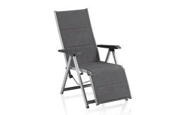 KETTLER BasicPlus Padded Relaxsessel, Silber/hellgrau, Alu/Textilene, 0301216-9000, Verstellbare Rückenlehne