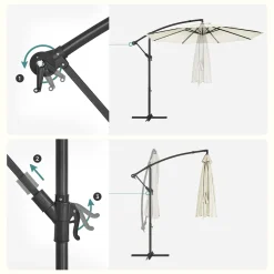 SONGMICS Sonnenschirm, Ø 300 Cm, Mit Ständer, Sonnenschutz UV-Schutz Bis UPF 50+, Mit Kurbel Zum Öffnen Und Schließen, Beige GPU116M01 -Garten- & Gewächshäuser Geschäft 1a67aa28bdfa8460a1760bef52b8ec04