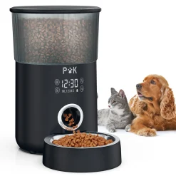 PUPPY KITTY P&K 4L Automatischer Futterautomat Touch Futterspender Für Katzen Und Hunde, 1-5 Mahlzeiten Pro Tag, Netzteil / Batterie, Schwarz