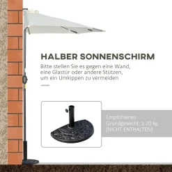 Outsunny Sonnenschirm, 270 X 240 Cm Halbshirm, Balkonschirm Mit LED, Halbrunder Terrassenschirm Mit Handkurbe, Solarpaneel, Für Garten, Metall, Beige 10 Outsunny Sonnenschirm, 270 X 240 Cm Halbshirm, Balkonschirm Mit LED, Halbrunder Terrassenschirm Mit Handkurbe, Solarpaneel, Für Garten, Metall, Beige -Garten- & Gewächshäuser Geschäft 1aa4799f506da2d25089893805616751