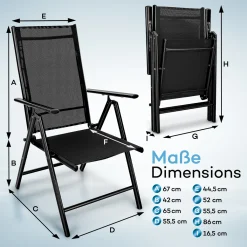 Tillvex Gartenstuhl Schwarz Klappbar Aus Aluminium | Hochlehner Mit Armlehnen | Klappstuhl Verstellbar | Klappsessel Balkon Garten Terrasse -Garten- & Gewächshäuser Geschäft 1abb50b7ec8b5b89683f6ca1ecf8dfde