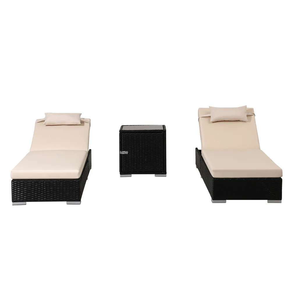 AREBOS 2X Poly-Rattan Sonnenliege Mit 5-Fach Verstellbarer Rückenlehne, Inkl. Beistelltisch, Outdoor Gartenliege, Inkl. Nackenkissen Und Schutzhülle 9 AREBOS 2X Poly-Rattan Sonnenliege Mit 5-Fach Verstellbarer Rückenlehne, Inkl. Beistelltisch, Outdoor Gartenliege, Inkl. Nackenkissen Und Schutzhülle – Bild 9