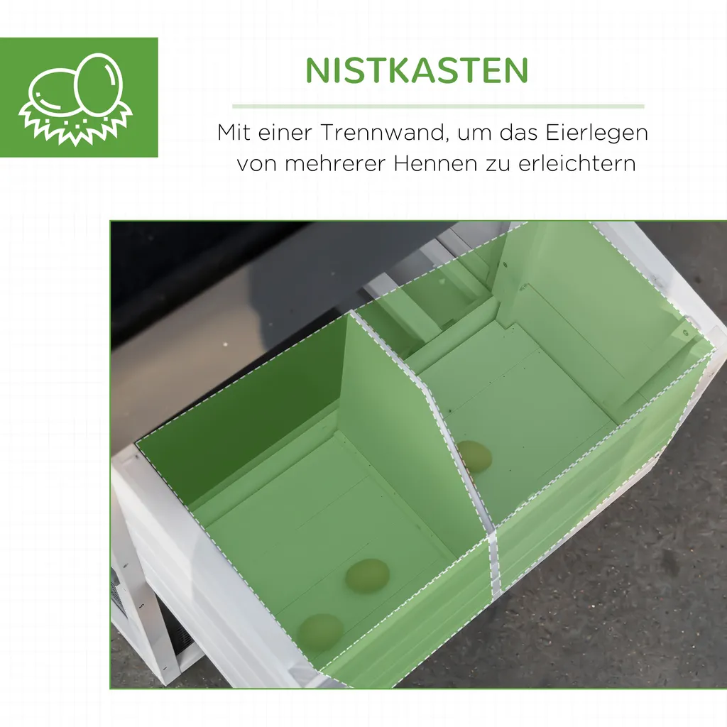 PawHut Hühnerstall Hühnerhaus Mit Nistkasten Rampe Winterfest Hühnervoliere 2 Ebenen Gehege Leicht Zu Reinigen Tannenholz Stahl Asphalt 200 X 80 X 130 Cm 5 PawHut Hühnerstall Hühnerhaus Mit Nistkasten Rampe Winterfest Hühnervoliere 2 Ebenen Gehege Leicht Zu Reinigen Tannenholz Stahl Asphalt 200 X 80 X 130 Cm – Bild 5