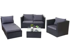 Mendler Poly-Rattan-Garnitur Brescia, Gartengarnitur Sitzgruppe Sofa Lounge-Set Schwarz, Kissen Anthrazit -Garten- & Gewächshäuser Geschäft 1b5da6e2d62157e15fa3b16141ca1318