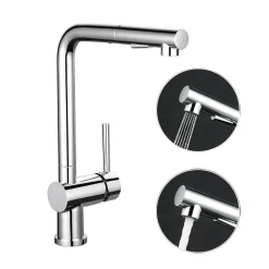 Homelody Wasserhahn Küche Ausziehbar Küchenarmatur Mit 2 Strahlarten Spültischarmatur 360° Schwenkbar Mischbatterie Küche Messing Chrom